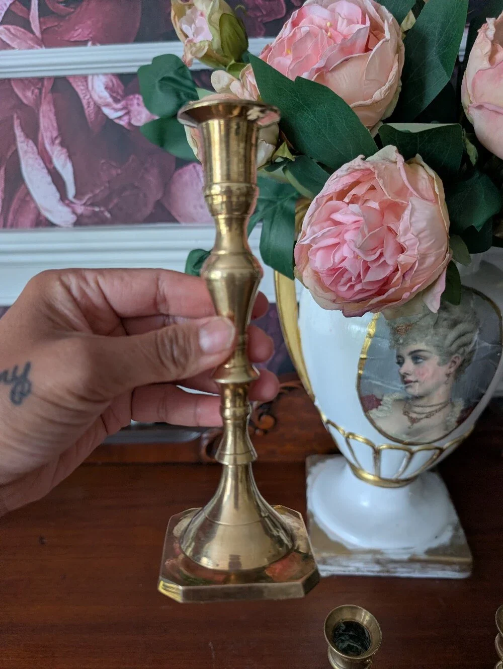Vintage, set of 4, Classic Polished  Solid Brass Candle Holders